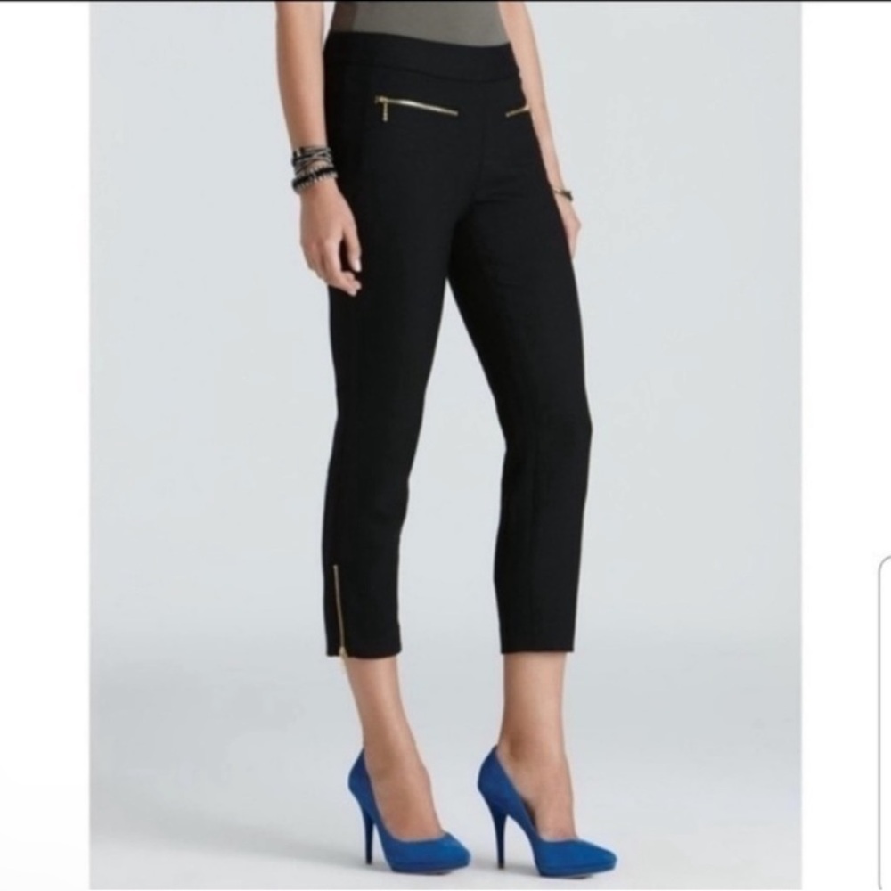 Kate Spade New York Wool blend Crop Black Pants Gold Zippers Sz 6